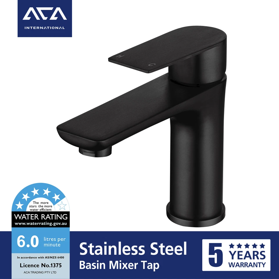 Stainless Steel Black Basin Mixer Tap Bathroom Sink Vanity Counter Top Faucet