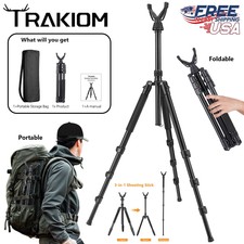 Portable 3-in-1 Rifle Bipod Tripod Monpod Stand 26.5"-64.5" Long Shooting Stick
