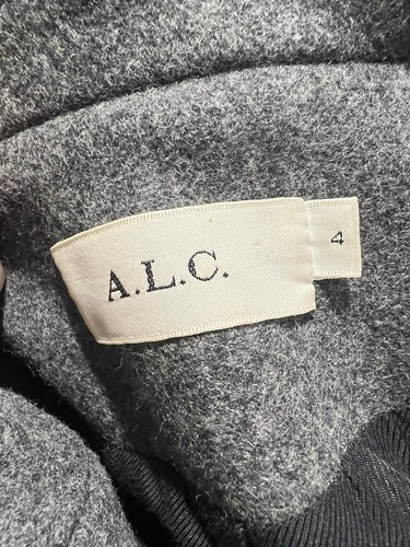 Abrigo Cinturón Cuero Manga Larga Mezcla Lana Gris ALC Talla 4 - Imagen 5 de 10
