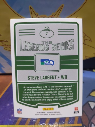 2016 Donruss #7 Steve Largent The Legends Series /999 Seattle Seahawks - Picture 3 of 3