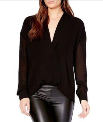 DAVID LERNER Size L Hi Low Wrap Effect Blouse Top NEW WITH TAGS