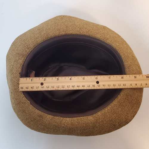 VTG McGregor Mens Tweed Fedora Hat Brown Tan Lined Band Wool Blend SZ L - Picture 8 of 14