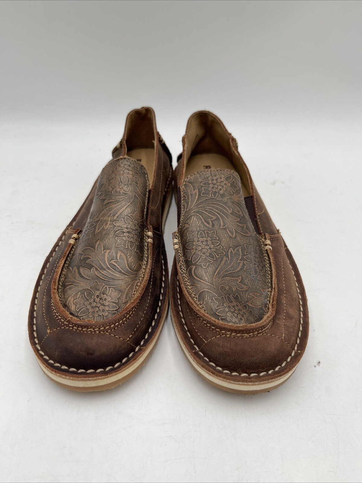 RANK 45 Women's Amberlin Textured Print Pull On Casual Shoe Brown Size 7