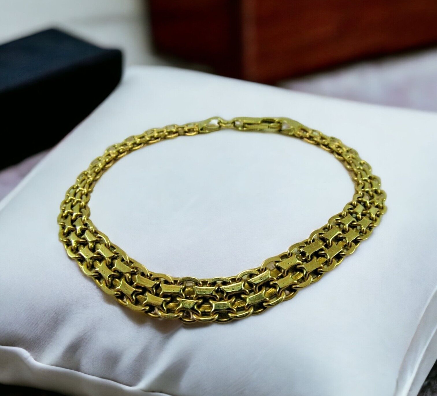 14K Solid Yellow Custom Link Designer Bracelet 7.… - image 1