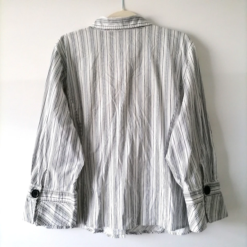 Camisa Spencer Jeremy Mujer Blanca Manga Larga Cuello Rayas Talla Plus 2X Foto 4 de 4