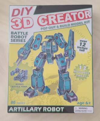 DIY 3D CREATOR BATTLE ARTILLARY ROBOT SERIES POP OUT & BUILD MODEL KIT NEW