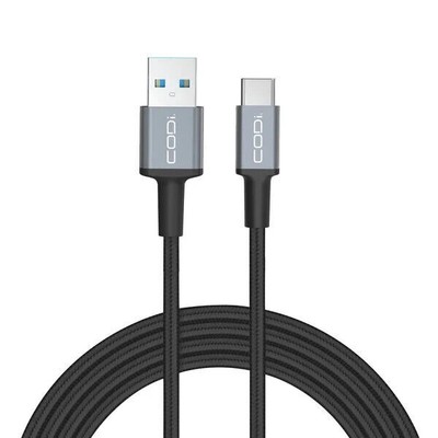 Codi A01061 6' (72'') Braided Nylon USB-A to USB-C Charge Sync Cable Slim Black