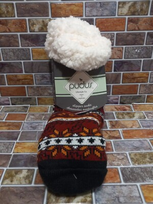 Pudu LifeStyle Co. Winter Slipper Socks Men & Women w Non Slip Grippers Faux Fur