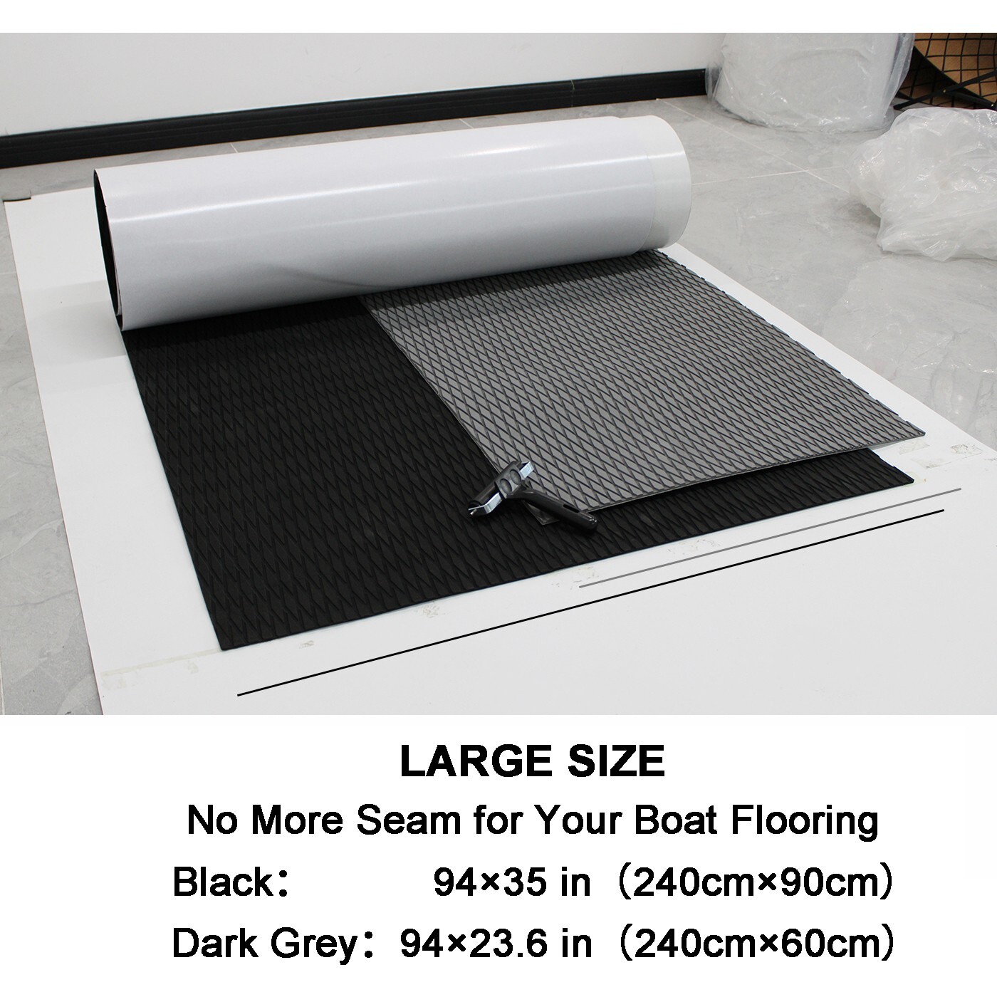 Boat Carpet Black EVA Foam Sea Flooring Deck Mat Pontoon Kayak SUP Pad 35x94inch