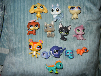 LPS Littlest Pet Shop Pets Hasbro Whale Lizard Cat Dog Monkey GC Lot Of 12
