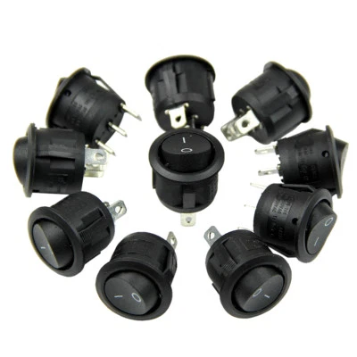 5Stks NEW Mini 3 Pin Round Black SPDT ON-OFF Rocker Switch Snap-in