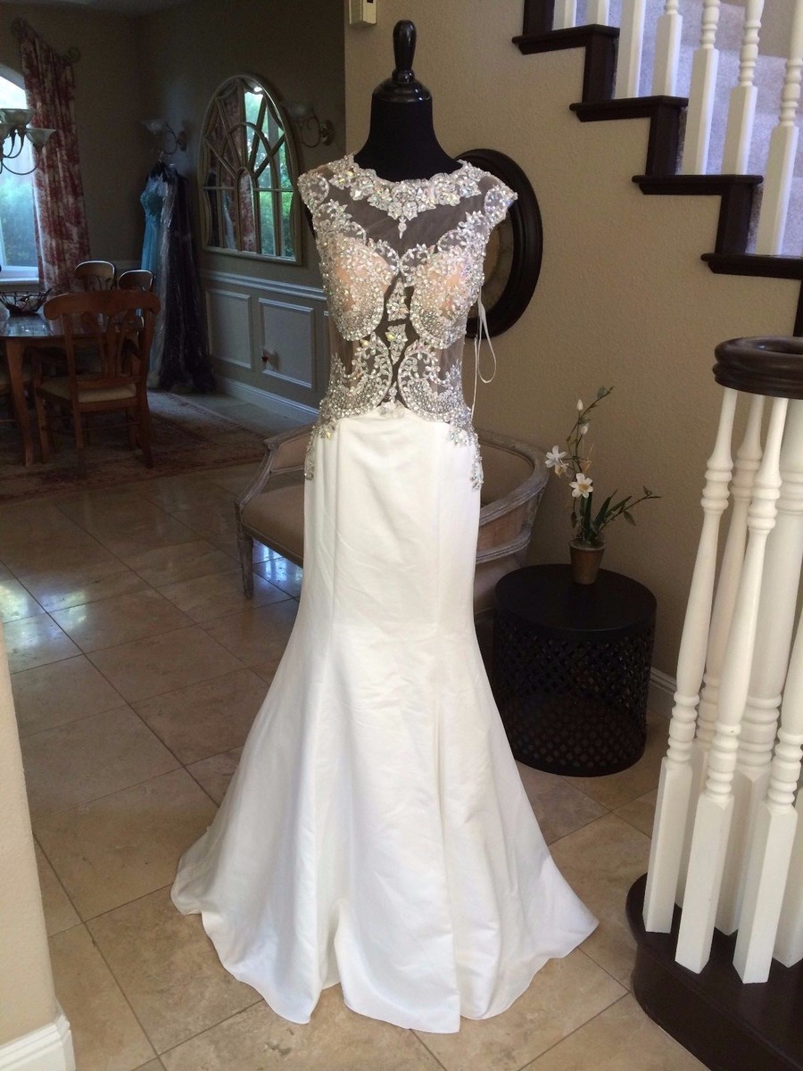 $598 NWT IVORY JOVANI PROM/PAGEANT/FORMAL/WEDDING DRESS/GOWN #27738 SIZE 2  | eBay