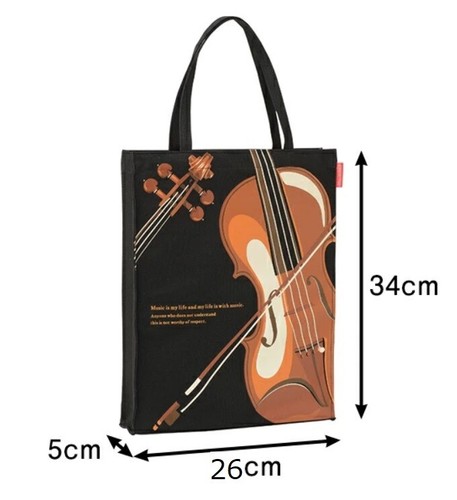 Lesson Tote Bag - Violin Viola Cello black strings music library bag book bag - Bild 2 von 5