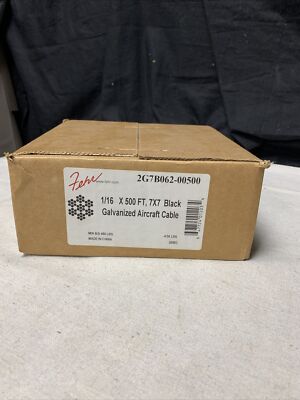 Fehr Galvanized Aircraft Cable 1/16'' x 500', 7x7 P/N 2G7062-00500 G026