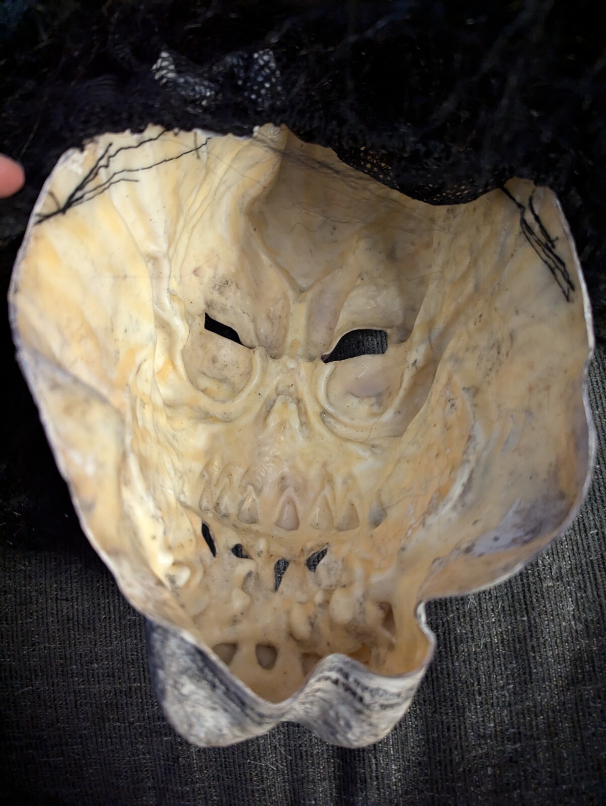 Vintage Halloween Mask 2002 The Paper Magic Group Ghoul Skeleton W/ Black Hair 