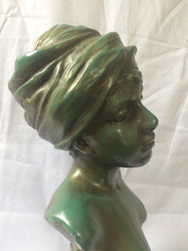 ART NOUVEAU EMMANUEL VILLANIS SCULPTURE BUST - GREAT CONDITION - Picture 3 of 10