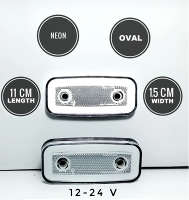 Pair Of White Oval LED Side Marker Lights With Brackets - 12-24V For Trailers & Trucks