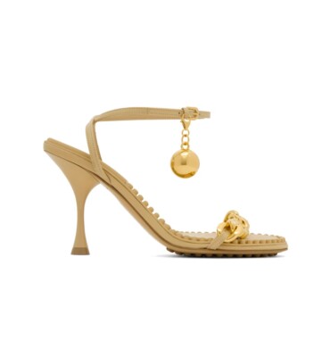 Brand New $1800 BOTTEGA VENETA Beige Dot Heeled Sandals size 37