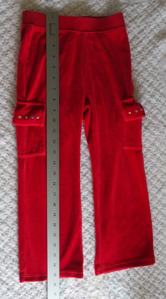 Gymboree 5 Niñas Pantalones Rojo En muy buen estado Azúcar Especia Vacaciones Navidad Terciopelo Cálido Invierno Foto 2 de 3