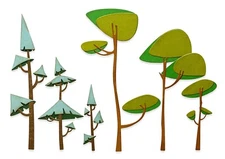 New Retired Sizzix Thinlits Funky Trees 6pc #665217 Retail $36.99 by Tim Holtz