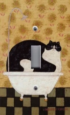 WARREN KIMBLE CAT IN HOT TIN TUB 2 Image Light Switch WALL Plate Outlet Covers