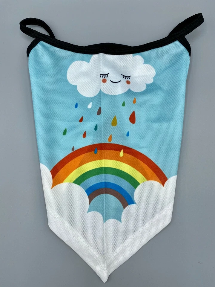Face Mask Neck Gaiter for Children Rainbow Cloud Theme Breathable Material with  - Image 2 of 3