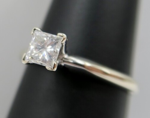 14K White Gold 0.59 Ct. Princess Cut DIAMOND Solitaire Engagement Ring ~ $1,700 - Picture 4 of 8