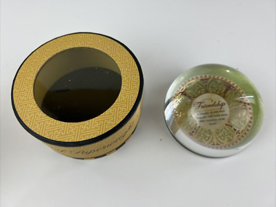 Punch Studio Friendship Round Crystal Paperweight with Box Made in France