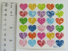 Violette Stickers - GLITTER HEARTS, MULTI - 4x4 Square Sheet of Stickers K81
