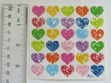 Violette Stickers - GLITTER HEARTS, MULTI - 4x4 Square Sheet of Stickers #K81