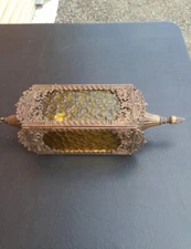 Vintage Hanging Swag Lamp Light Fixture Multi Panel Lantern MCM Regency