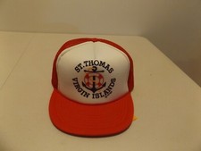 ST. THOMAS-VIRGIN ISLANDS, Red Mesh, Hat-Cap Adjustable Strap Back