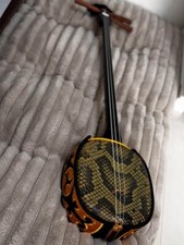 Okinawa Shamisen Traditional Musical Instruments 3 Strings Snake Pattern Gold