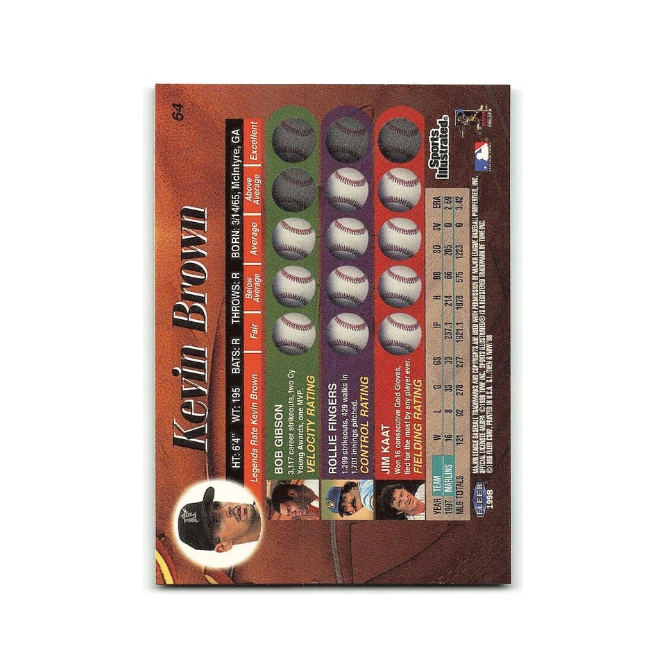 Kevin Brown Sports Illustrated World Fever 1998 Fleer #64 San Diego Padres NM - Image 2 of 3