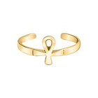 Adjustable Egyptian Ankh Cross Toe Ring Womens 14K Yellow Gold Plated Midi Ring