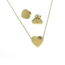 Minimalist Elegant Gold Heart Stainless Steel Necklace and Earrings Set