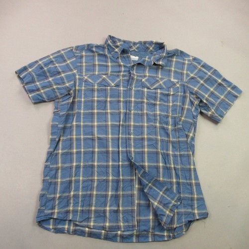 Chemise Homme Columbia à Manches Courtes - Taille XL - Imprimé Carreaux Orange - Occasion Bon état