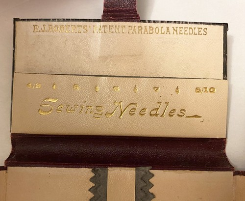 Gorgeous Antique R.J. Roberts Patent Parabola Needles Case Sewing Leather - Picture 6 of 8
