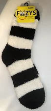 NWT Foozys Black and White Striped Fuzzy Socks Size 9-11