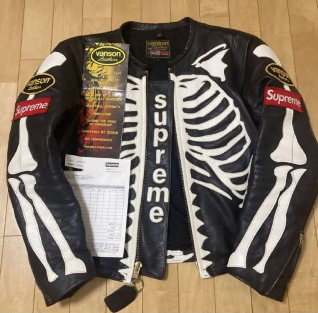 Size S) Supreme Vanson Bones Leather Jacket, Fall Winter 2017, 100