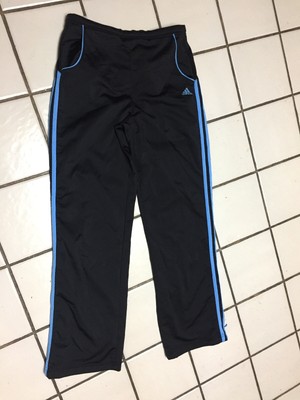 ADIDAS 3 Stripe Black blue pants Youth XL 16 Athletic Warm Up track Run sport | eBay