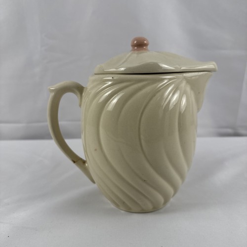 Vintage 1940s USA AMERICAN BISQUE Pottery Pitcher Pink & Gold With Lid Rare - Picture 4 of 10