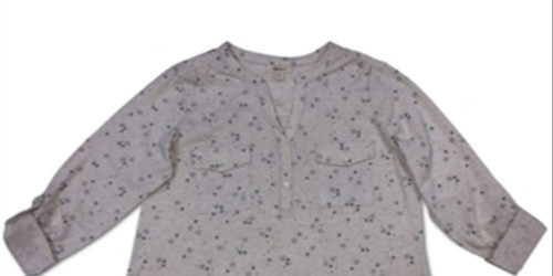 Style & Co Women's Cotton Star Daze Henley Top Gray Size Petite Large - 第 2/4 張圖片