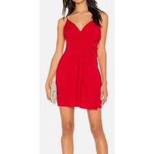 About Us Red Ruched V Neck Spaghetti Strap Mini Dress XS Romantic