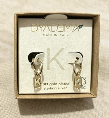 Dyadema 18kt vergoldet Sterlingsilber Initialen K Creolen Ohrhänger verpackt