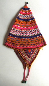Exceptional CHULLO HAT #3 *Intricate Colorful Design* Vintage Andes Peru*