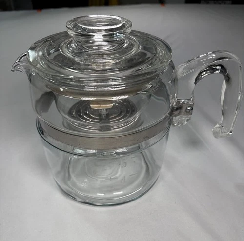 Vintage Pyrex Flameware Glass Percolator Coffee Pot 7756-B 6 Cup Complete