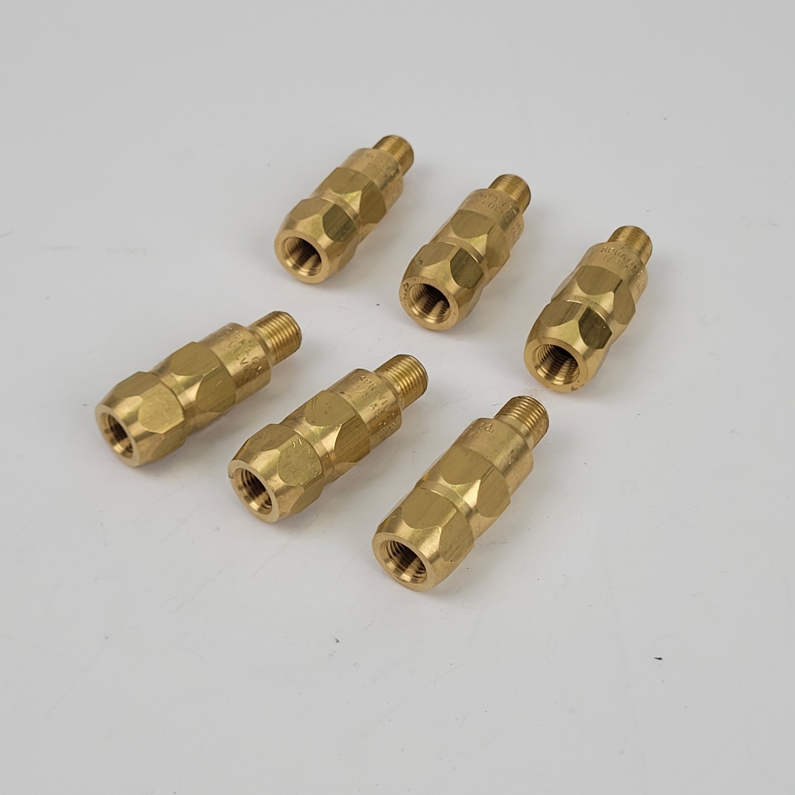 Lot of 6 - Spraying Systems Co. 1/8AB-5 AB Ball Check Valve, Brass, 1/8" NPT