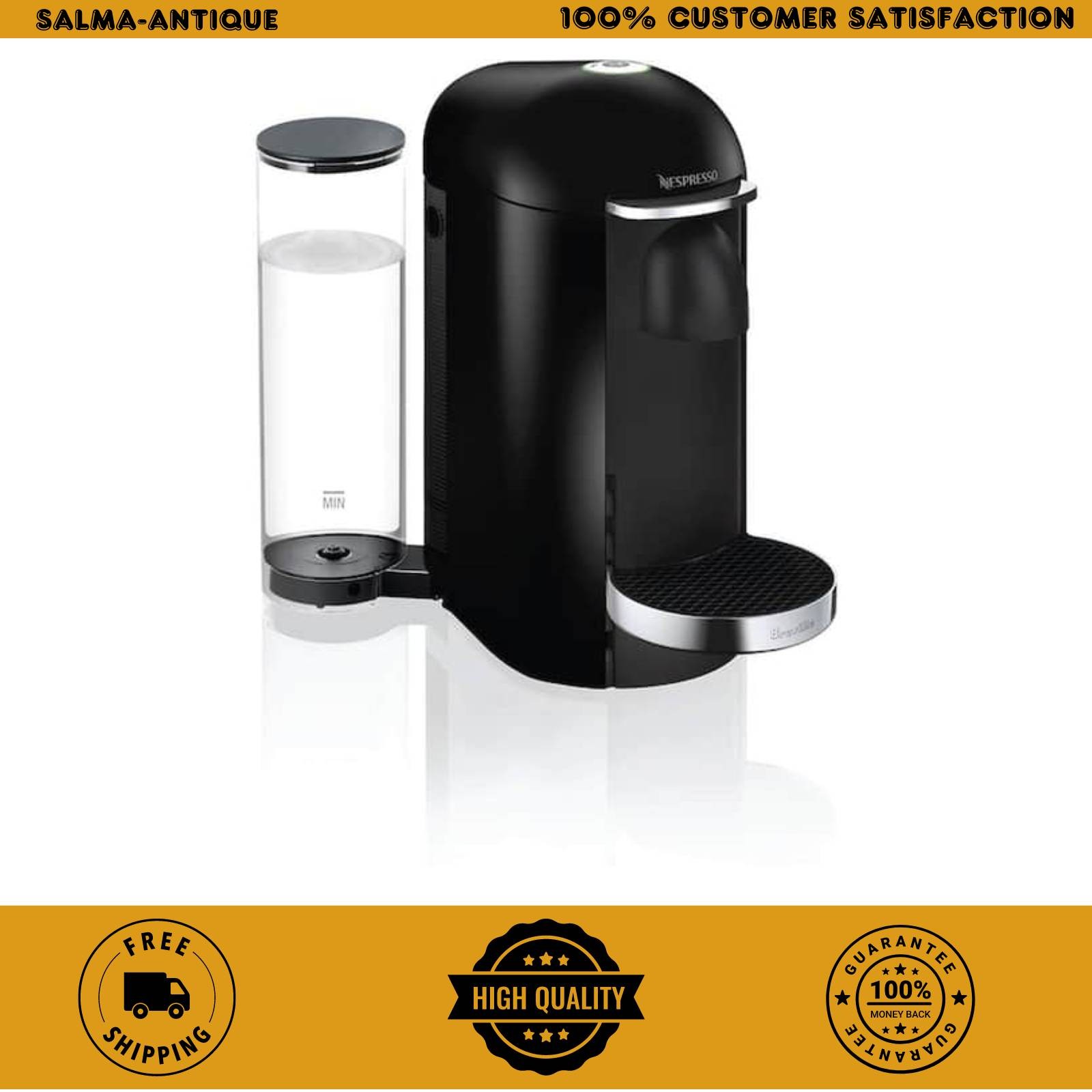 Deluxe Single Serve Espresso Coffee Maker VertuoPlus Piano Black