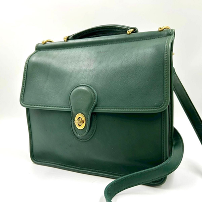 バッグ Coach Vintage 2-Way Handbag Green Vintage Coach 9927 2way Shoulder Bag Willis Bag Turn Lock